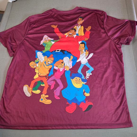 Fat Albert & Friends Fan Made All Over Print Graphic Tee XXL Maroon - Picture 2 of 9